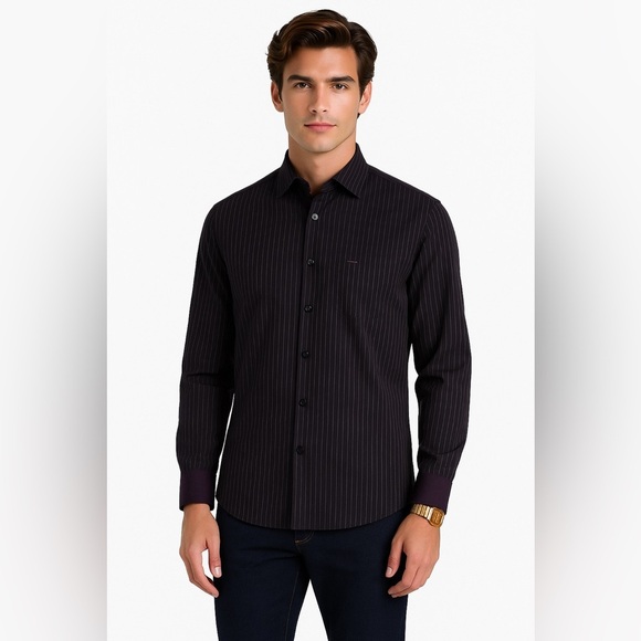 Boss Hugo Boss Purple Stripe Dress Shirt Size M - Picture 1 of 10